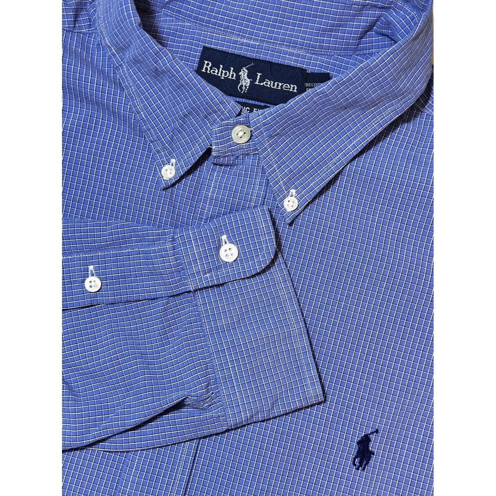 Ralph Lauren Mens XXL Blue Plaid‎ Long Sleeve Classic Fit Shirt